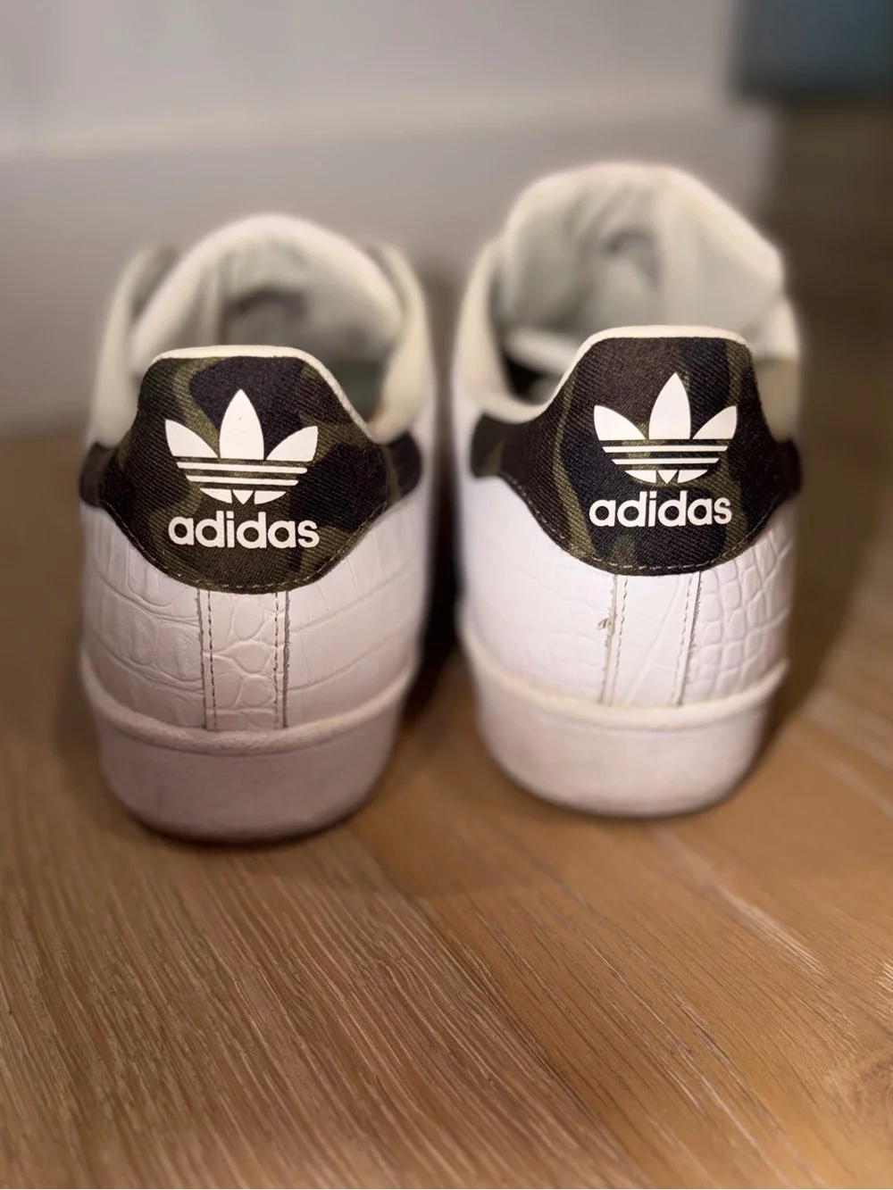 Rare adidas Superstar Croc Embossed Leather s Camo Sneakers White